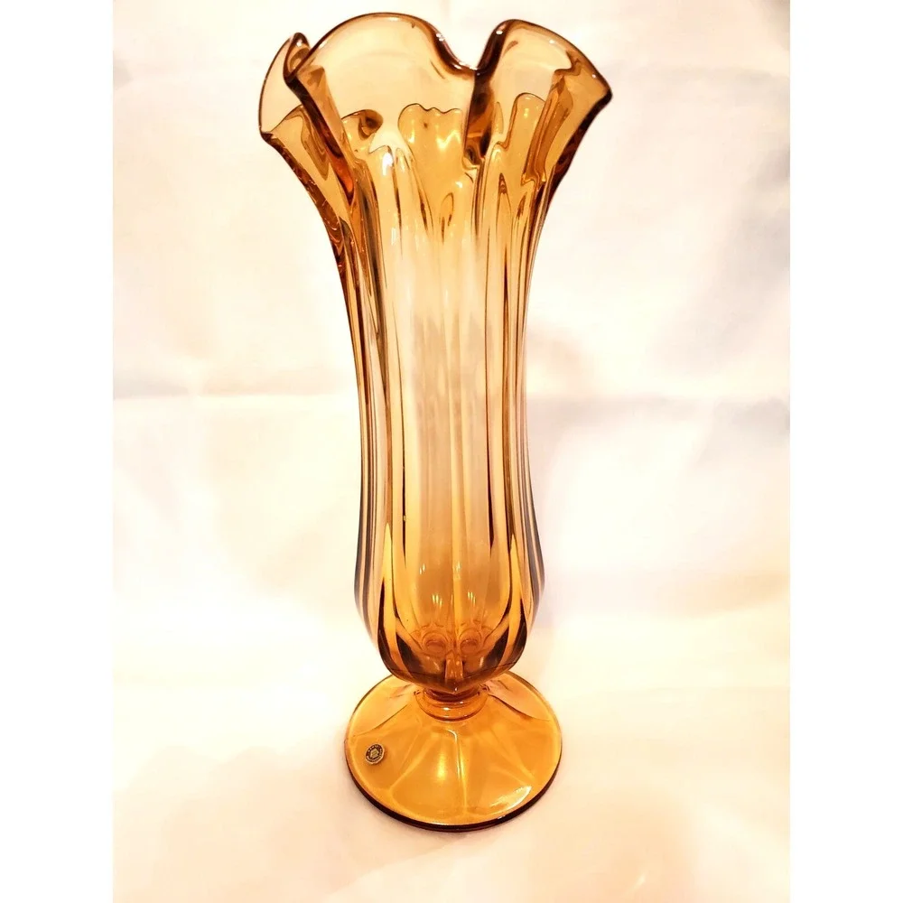 Vintage  Westmoreland Colonial Amber Swung Glass Pedestal 12.5